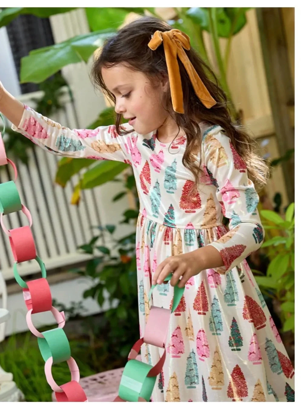 Pink Chicken Girls Lame Steph Dress in Bottle Brush Trees Like New